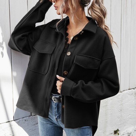 Cozy Cream Boyfriend fit oversized shacket jacket - Picture 6 of 11